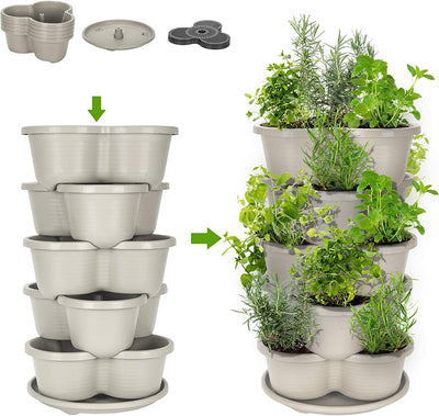5 Tier Stackable Planter - White